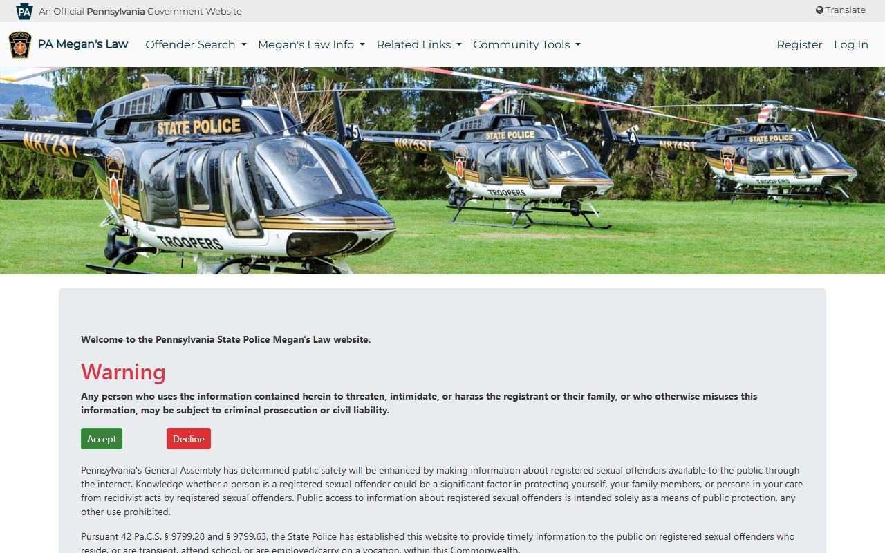 Huntingdon County arrest records Pennsylvania Megan's Law registry