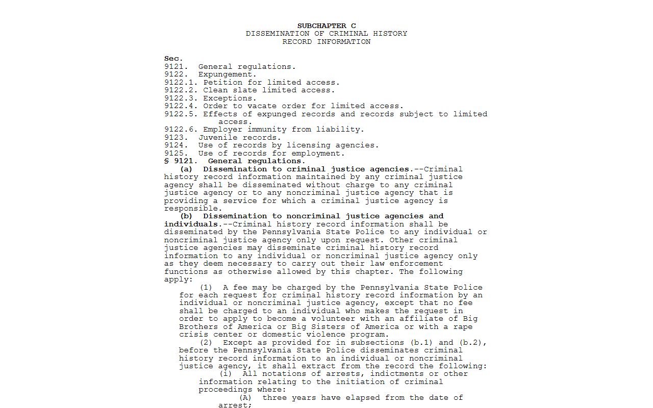 Huntingdon County arrest records Pennsylvania criminal history law