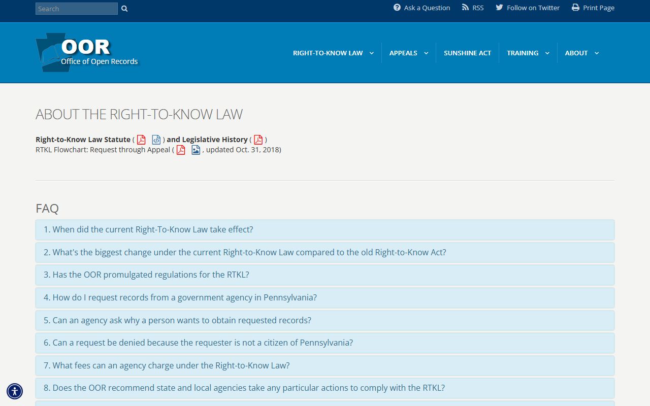 Huntingdon County court records Pennsylvania Right-to-Know Law overview