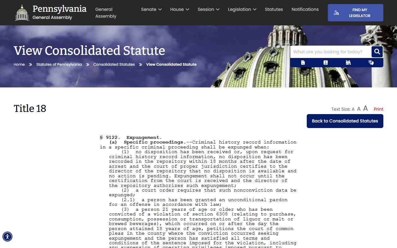 Huntingdon County criminal court records Pennsylvania expungement statute
