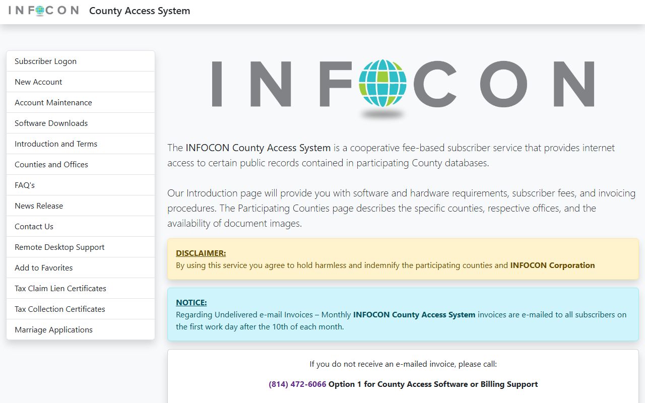Huntingdon County marriage records Infocon County Access portal