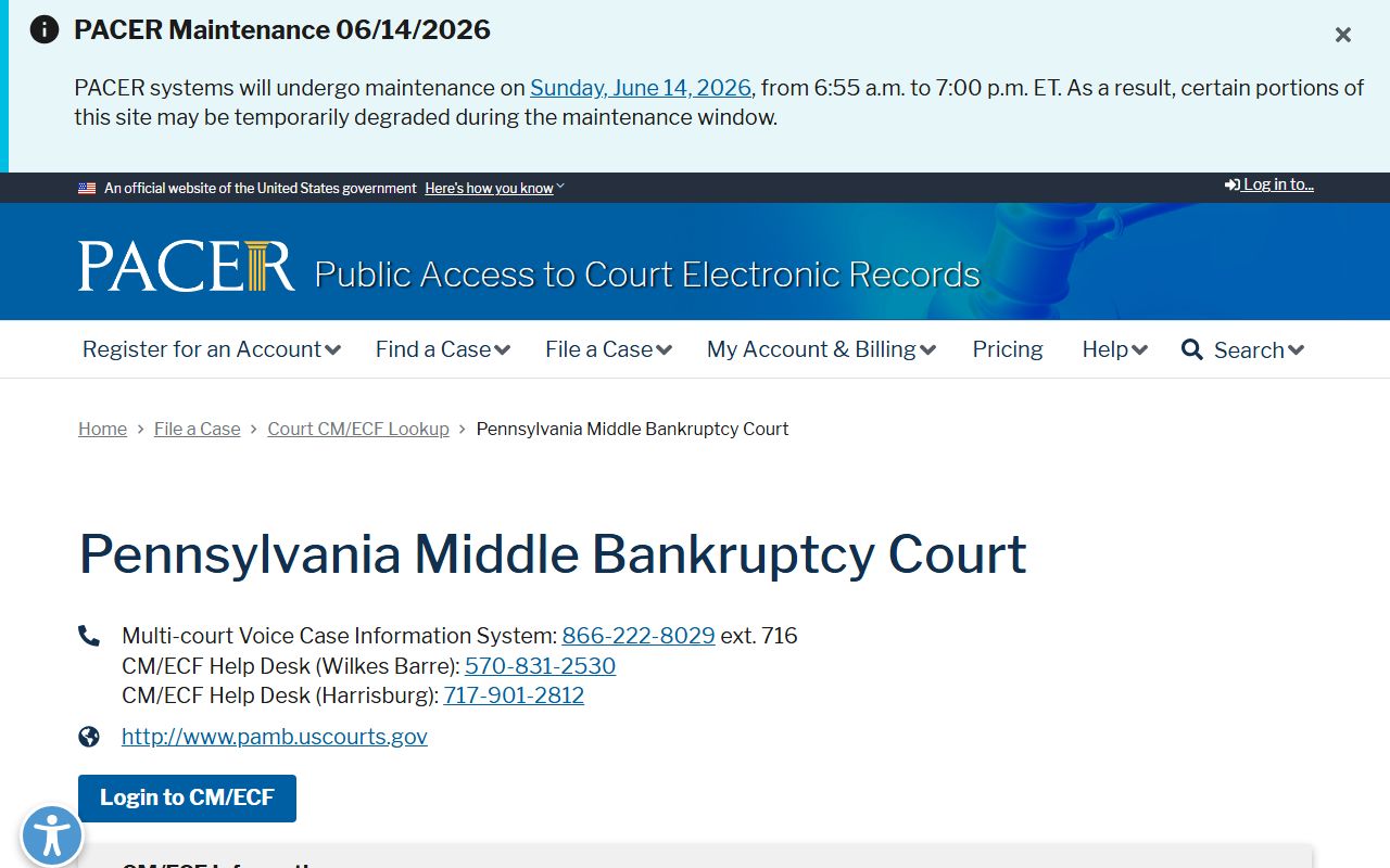 Huntingdon County probate records federal bankruptcy PACER lookup