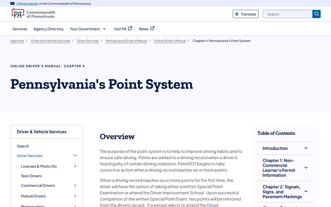 Huntingdon County traffic court records Pennsylvania point system